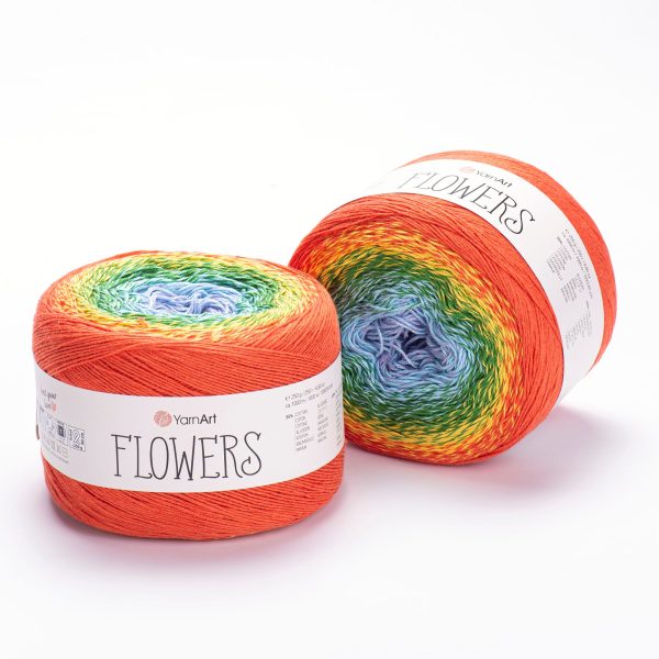 YarnArt Flowers cake yarn skein 255, gradient color changing cotton acrylic yarn
