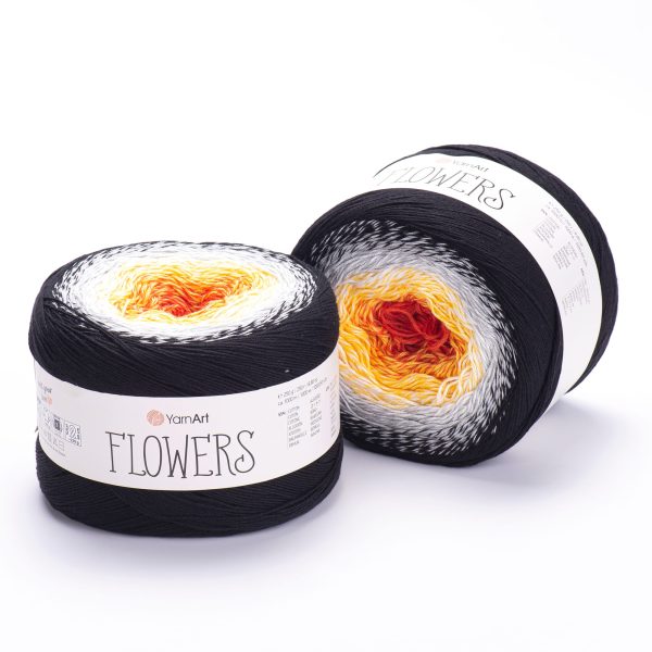YarnArt Flowers cake yarn skein 259, gradient color changing cotton acrylic yarn