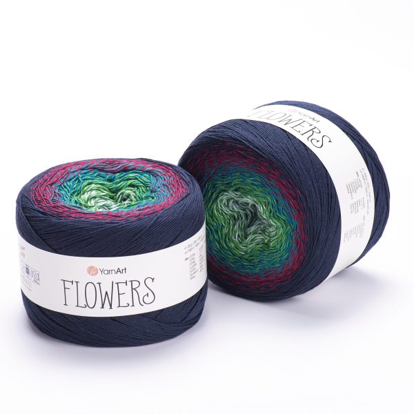 YarnArt Flowers cake yarn skein 266, gradient color changing cotton acrylic yarn