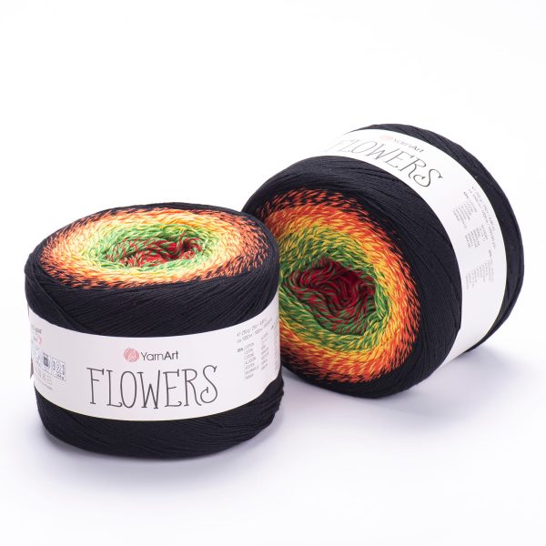 YarnArt Flowers cake yarn skein 267, gradient color changing cotton acrylic yarn