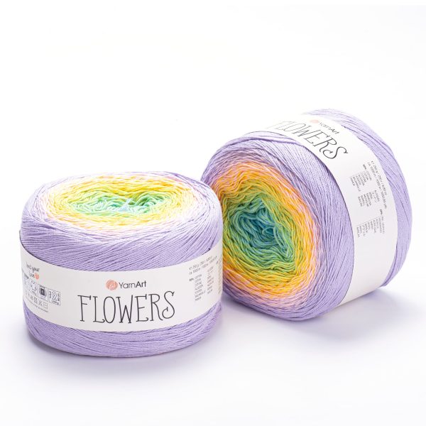 YarnArt Flowers cake yarn skein 285, gradient color changing cotton acrylic yarn