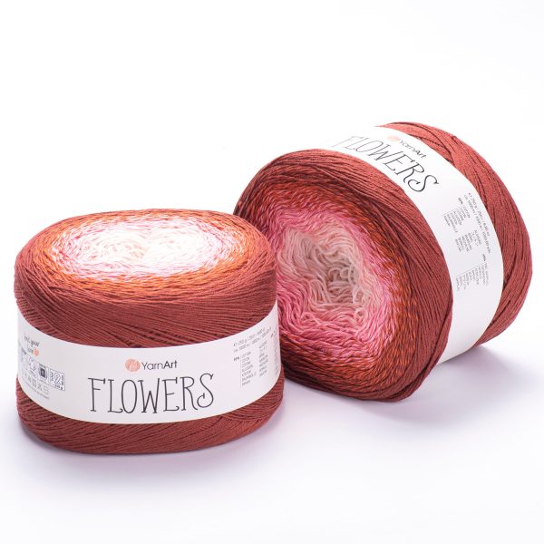 YarnArt Flowers cake yarn skein 288, gradient color changing cotton acrylic yarn