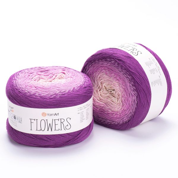 YarnArt Flowers cake yarn skein 290, gradient color changing cotton acrylic yarn