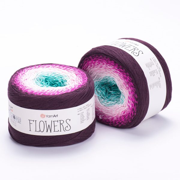 YarnArt Flowers cake yarn skein 301, gradient color changing cotton acrylic yarn
