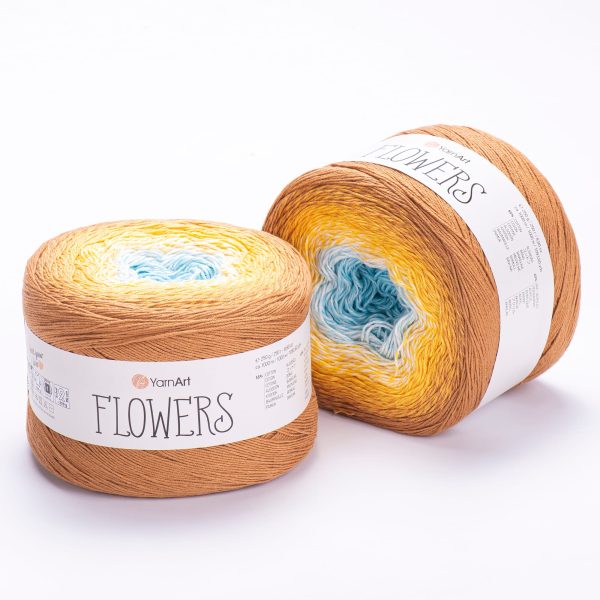 YarnArt Flowers cake yarn skein 309, gradient color changing cotton acrylic yarn