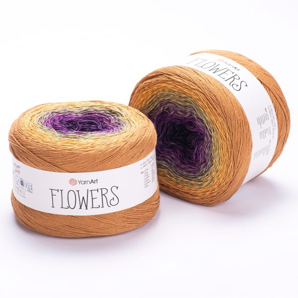 YarnArt Flowers cake yarn skein 315, gradient color changing cotton acrylic yarn