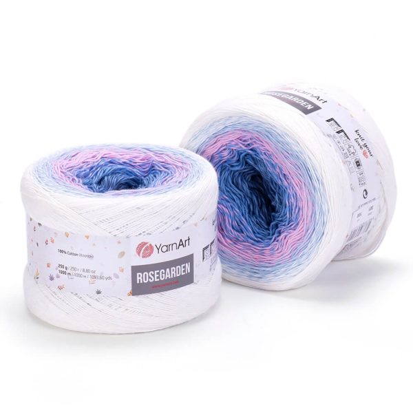 YarnArt Rosegarden cake yarn skein color 301, gradient color changing cotton blend yarn for knitting and crochet