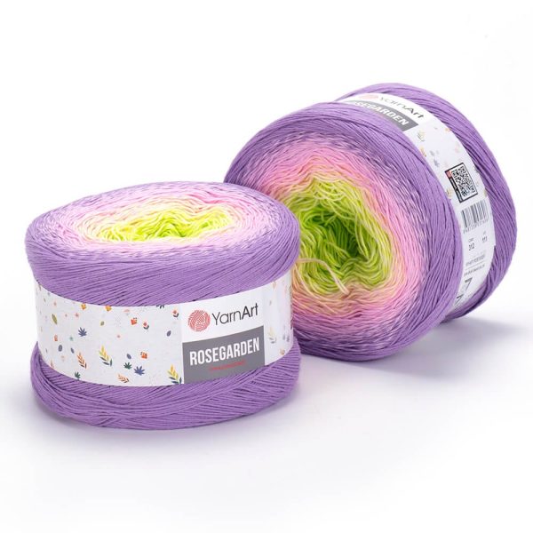 YarnArt Rosegarden cake yarn skein color 312, gradient color changing cotton blend yarn for knitting and crochet