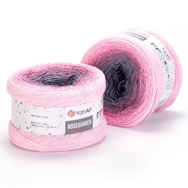YarnArt Rosegarden cake yarn skein color 313, gradient color changing cotton blend yarn for knitting and crochet