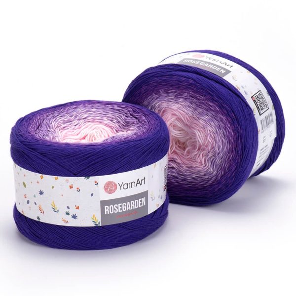 YarnArt Rosegarden cake yarn skein color 321, gradient color changing cotton blend yarn for knitting and crochet