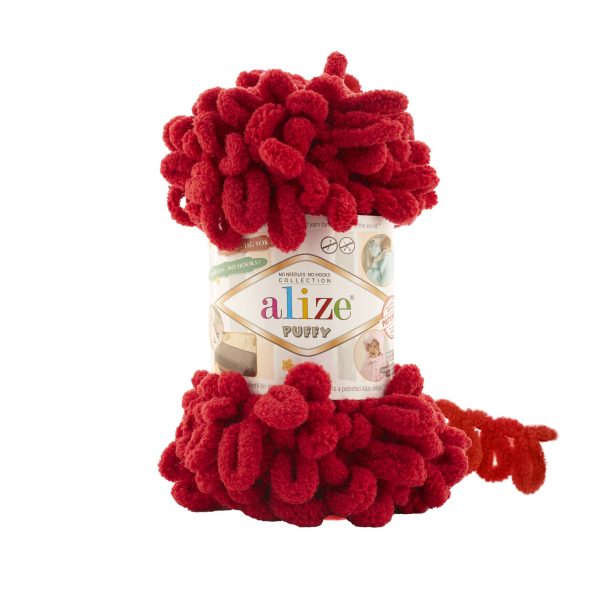Alize Puffy loop yarn skein, soft chenille yarn color 106 for finger knitting blankets scarves and baby accessories