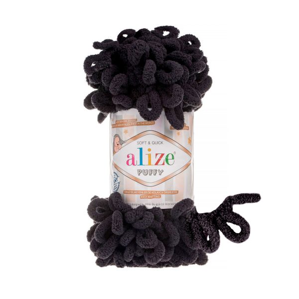 Alize Puffy loop yarn skein, soft chenille yarn color 1060 for finger knitting blankets scarves and baby accessories