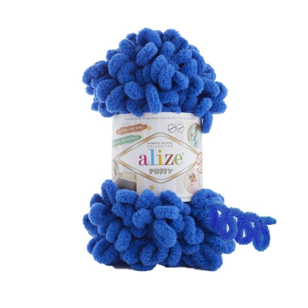 Alize Puffy loop yarn skein, soft chenille yarn color 141 for finger knitting blankets scarves and baby accessories