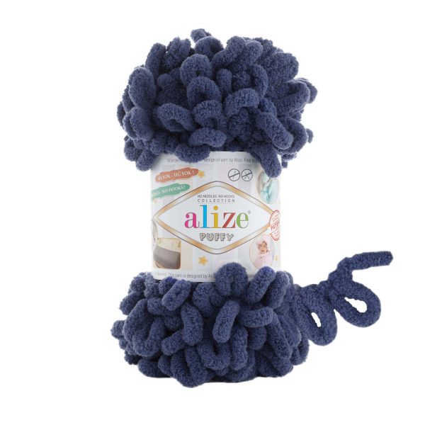 Alize Puffy loop yarn skein, soft chenille yarn color 215 for finger knitting blankets scarves and baby accessories