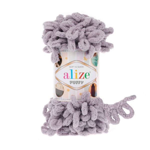 Alize Puffy loop yarn skein, soft chenille yarn color 268 for finger knitting blankets scarves and baby accessories