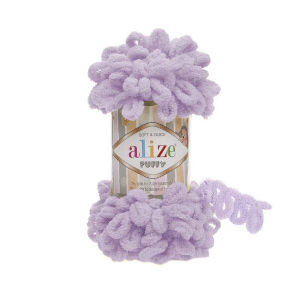 Alize Puffy loop yarn skein, soft chenille yarn color 27 for finger knitting blankets scarves and baby accessories