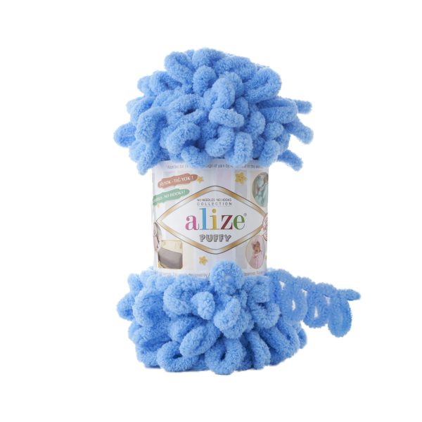 Alize Puffy loop yarn skein, soft chenille yarn color 289 for finger knitting blankets scarves and baby accessories