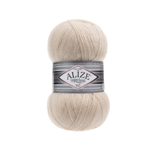 Alize Superlana Tig yarn skein color 310 fine wool acrylic blend yarn for lace knitting shawls and lightweight garments
