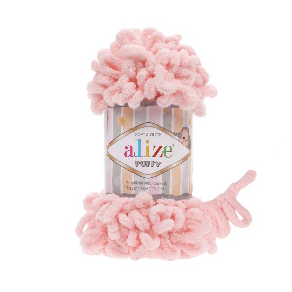 Alize Puffy loop yarn skein, soft chenille yarn color 340 for finger knitting blankets scarves and baby accessories