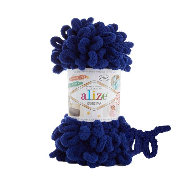 Alize Puffy loop yarn skein, soft chenille yarn color 360 for finger knitting blankets scarves and baby accessories