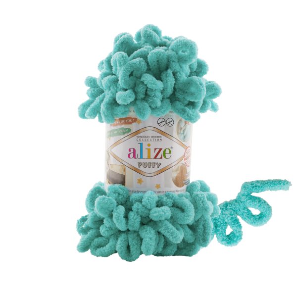 Alize Puffy loop yarn skein, soft chenille yarn color 490 for finger knitting blankets scarves and baby accessories