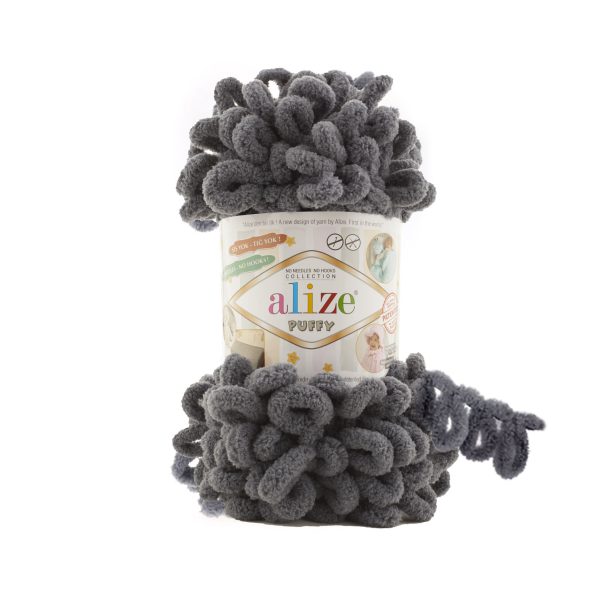 Alize Puffy loop yarn skein, soft chenille yarn color 53 for finger knitting blankets scarves and baby accessories