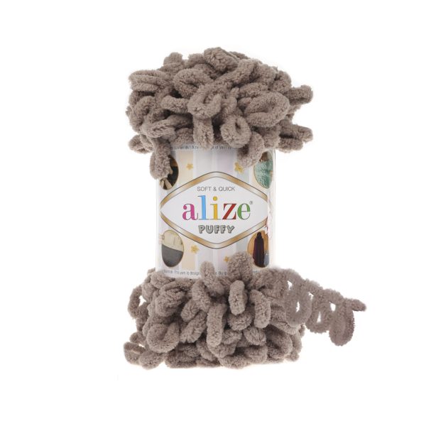 Alize Puffy loop yarn skein, soft chenille yarn color 530 for finger knitting blankets scarves and baby accessories