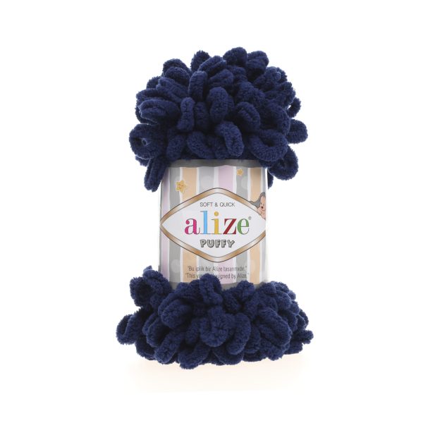 Alize Puffy loop yarn skein, soft chenille yarn color 58 for finger knitting blankets scarves and baby accessories