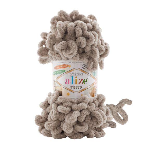 Alize Puffy loop yarn skein, soft chenille yarn color 72 for finger knitting blankets scarves and baby accessories