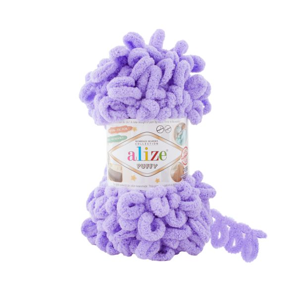 Alize Puffy loop yarn skein, soft chenille yarn color 788 for finger knitting blankets scarves and baby accessories