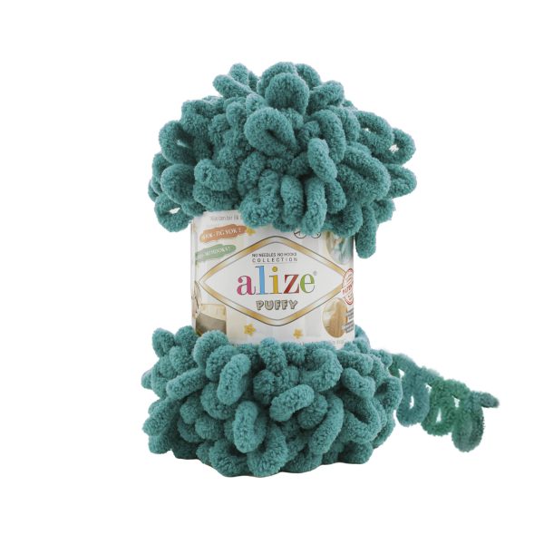 Alize Puffy loop yarn skein, soft chenille yarn color 847 for finger knitting blankets scarves and baby accessories