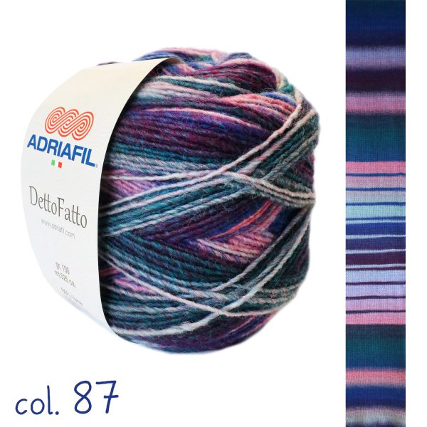Adriafil Dettofatto gradient yarn skein color 87, wool acrylic blend multicolor cake yarn for knitting and crochet