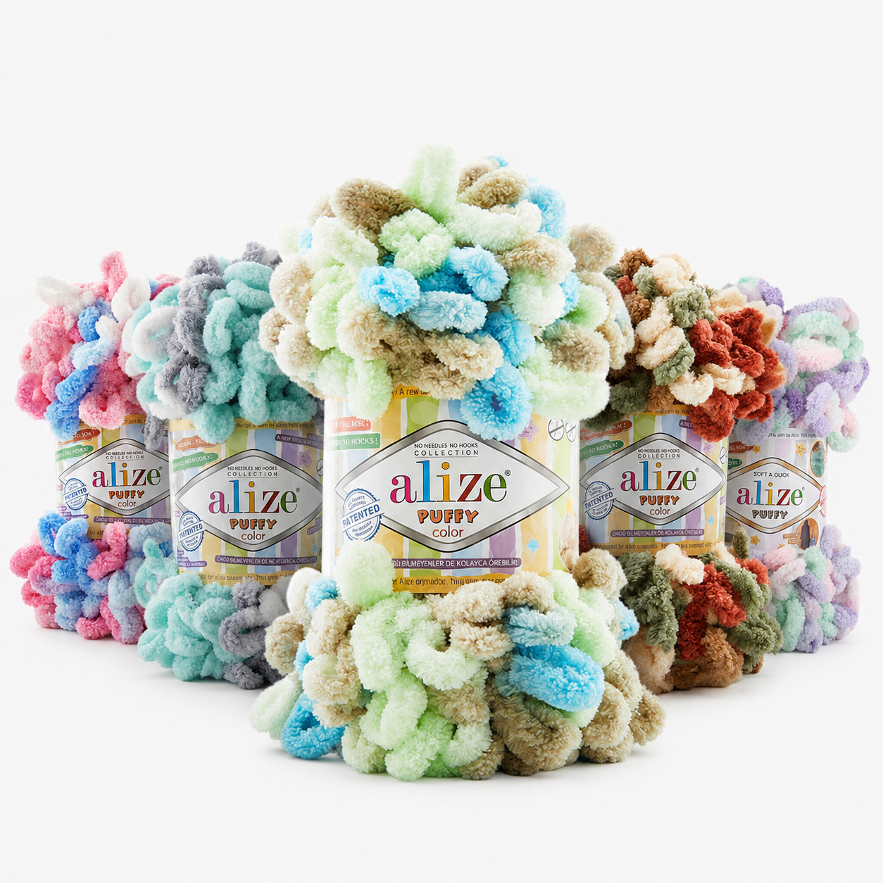 ALIZE YARN PUFFY COLOR ALIZE PUFFY COLOR - multicolor loop yarn for finger knitting - Image 1