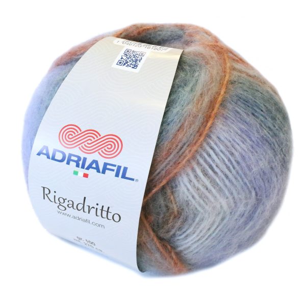 Adriafil Rigadritto premium Italian self striping yarn skein color 44, soft brushed yarn for knitting and crochet