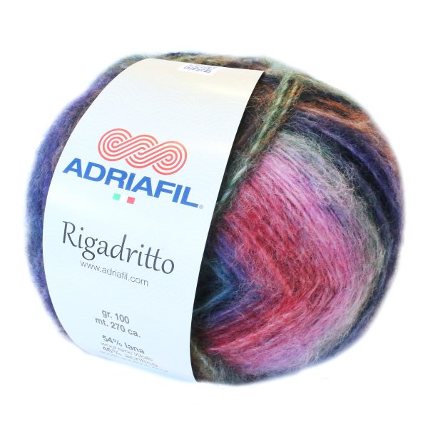 Adriafil Rigadritto premium Italian self striping yarn skein color 45, soft brushed yarn for knitting and crochet