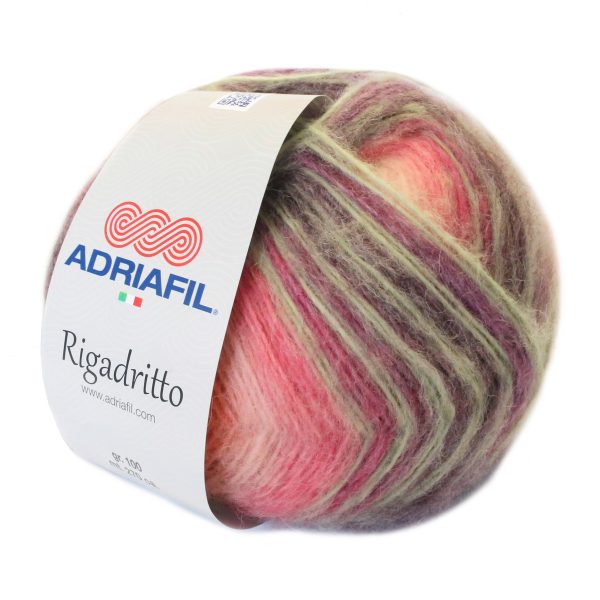 Adriafil Rigadritto premium Italian self striping yarn skein color 47, soft brushed yarn for knitting and crochet