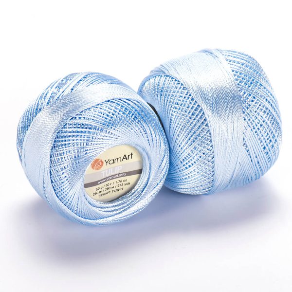 YarnArt Tulip crochet thread silky shiny yarn skein color 407 for lace crochet summer garments and accessories