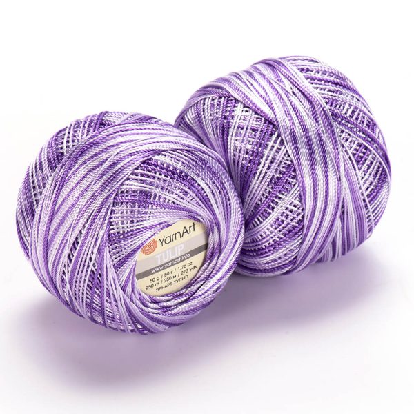 YarnArt Tulip crochet thread silky shiny yarn skein variegated color 447 for lace crochet summer garments and accessories