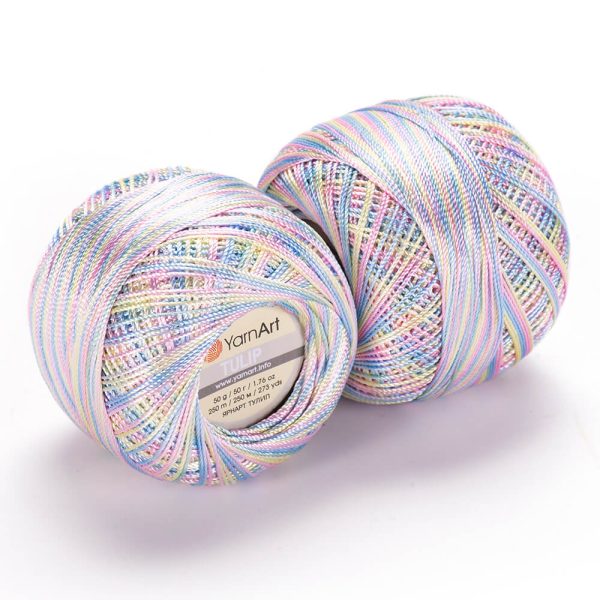 YarnArt Tulip crochet thread silky shiny yarn skein variegated color 448 for lace crochet summer garments and accessories