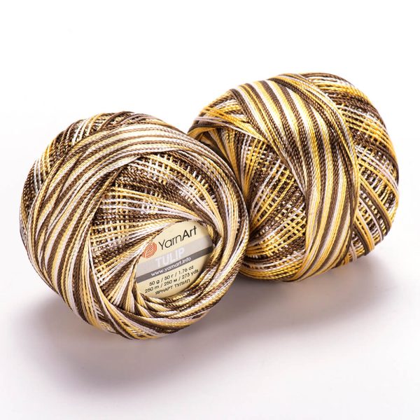YarnArt Tulip crochet thread silky shiny yarn skein variegated color 454 for lace crochet summer garments and accessories
