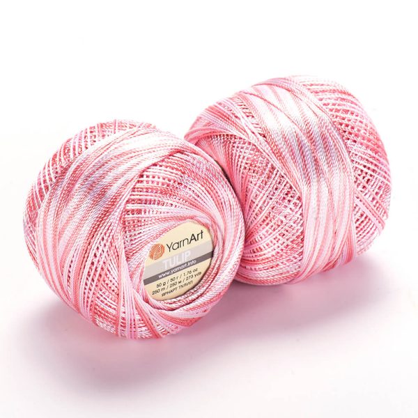 YarnArt Tulip crochet thread silky shiny yarn skein variegated color 457 for lace crochet summer garments and accessories