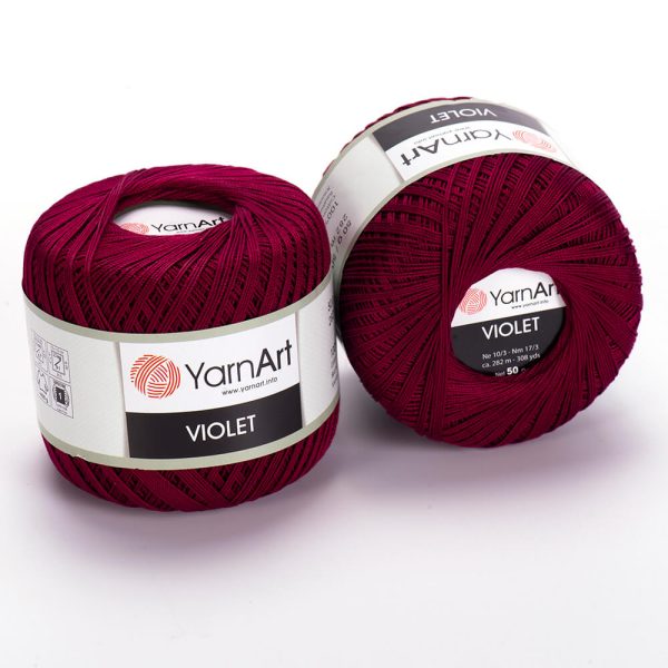 YarnArt Violet crochet thread mercerized cotton yarn skein color 12 fine lace yarn for doilies and summer garments
