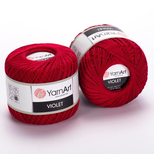 YarnArt Violet crochet thread mercerized cotton yarn skein color 20 fine lace yarn for doilies and summer garments