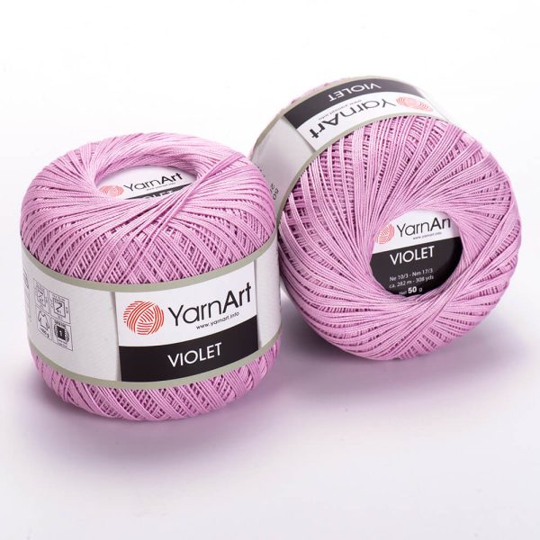 YarnArt Violet crochet thread mercerized cotton yarn skein color 49 fine lace yarn for doilies and summer garments