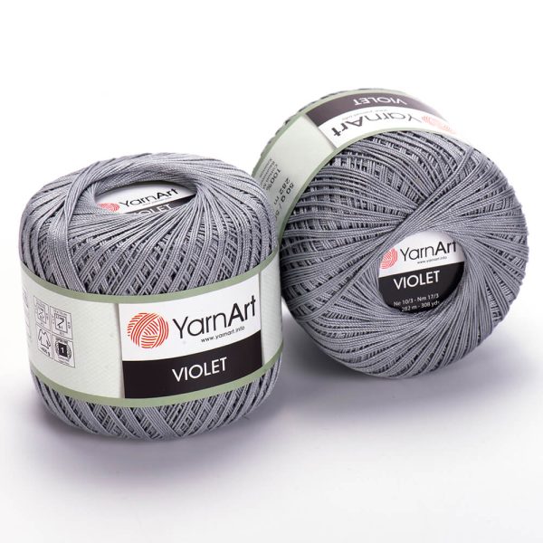 YarnArt Violet crochet thread mercerized cotton yarn skein color 26 fine lace yarn for doilies and summer garments