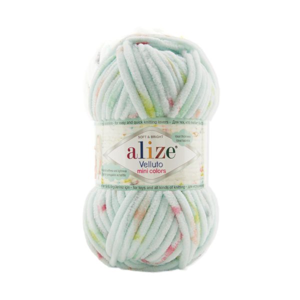 Alize Velluto Mini Colors velvet chenille yarn skein multicolor plush yarn for crochet and amigurumi