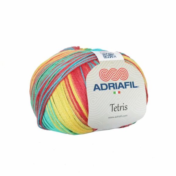 Adriafil Tetris yarn color 83 – multicolour chunky acrylic wool blend variegated skein