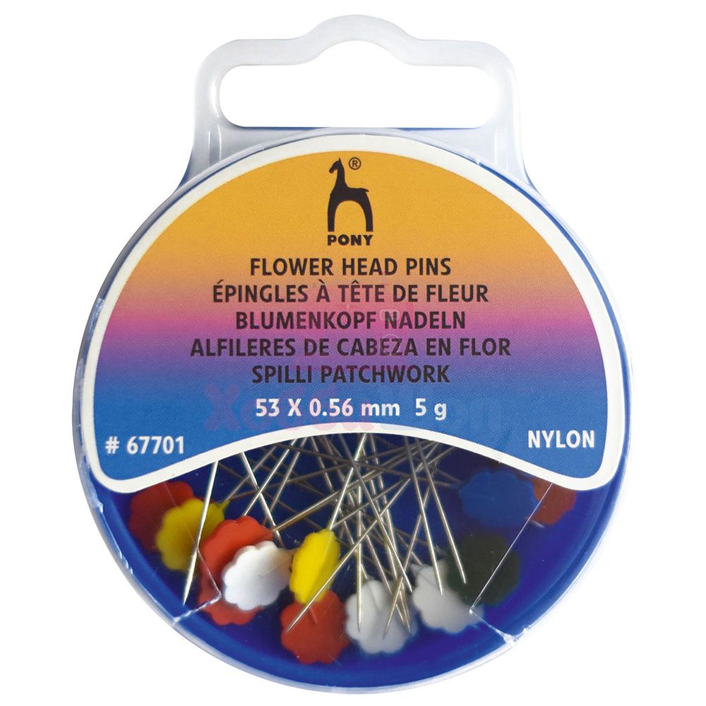 pony-flower-head-pins-53mm-67701.jpg PONY kniepadatas ar zieda formas galviņu 53 x 0.56 mm – patchwork un quilting šūšanas kniepadatas ar karstumizturīgu galviņu
