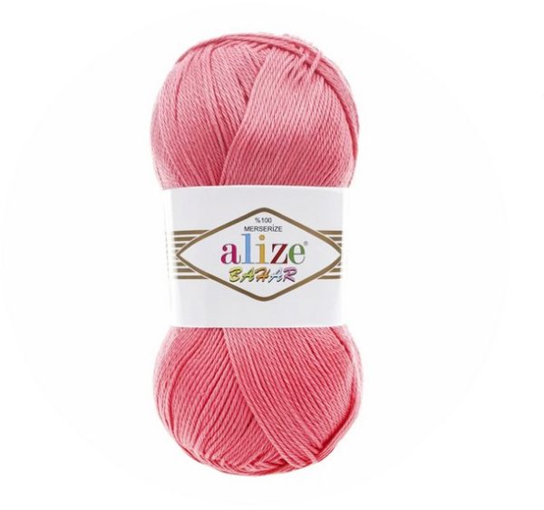 Alize Bahar mercerized cotton yarn 100g 260m soft shiny cotton yarn Alize Bahar 100 percent cotton yarn for crochet knitting and amigurumi Close up of Alize Bahar yarn texture smooth mercerized cotton Alize Bahar cotton yarn skein for summer garments and baby clothes Mercerized cotton yarn Alize Bahar detail soft durable crochet yarn Colorful Alize Bahar yarn skeins for knitting and crochet projects